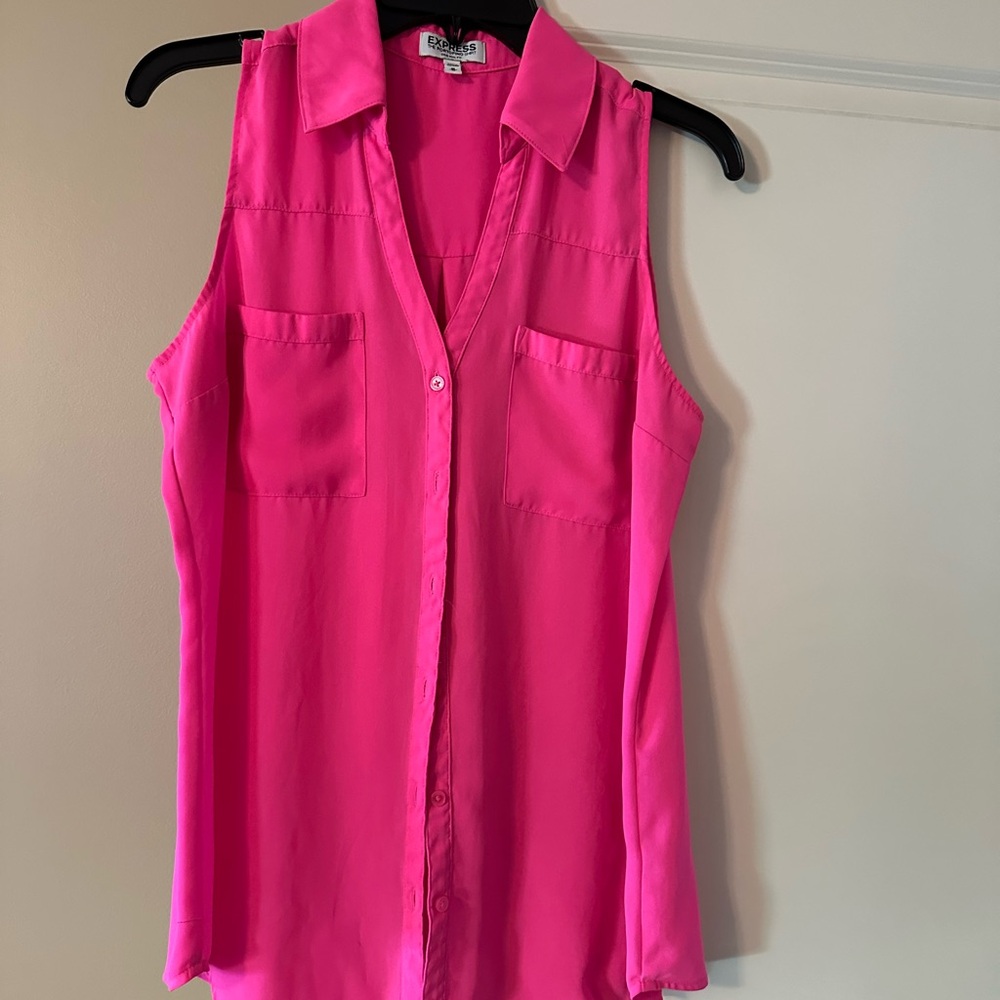Express Vibrant Pink Sleeveless Blouse